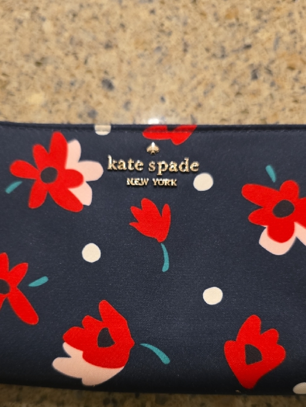 kate spade Navy Red Pink Floral Zip-Around Wallet - Picture 11 of 11